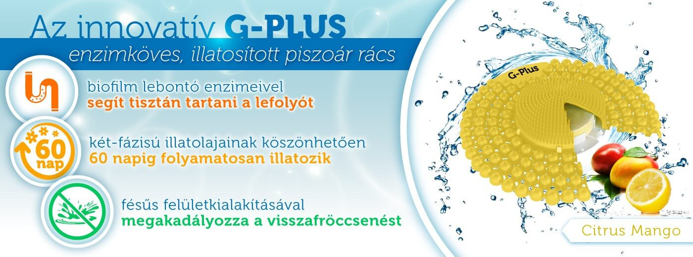 G-PLUS enzimes lefolyótisztító piszoár rács 60 napos illattal