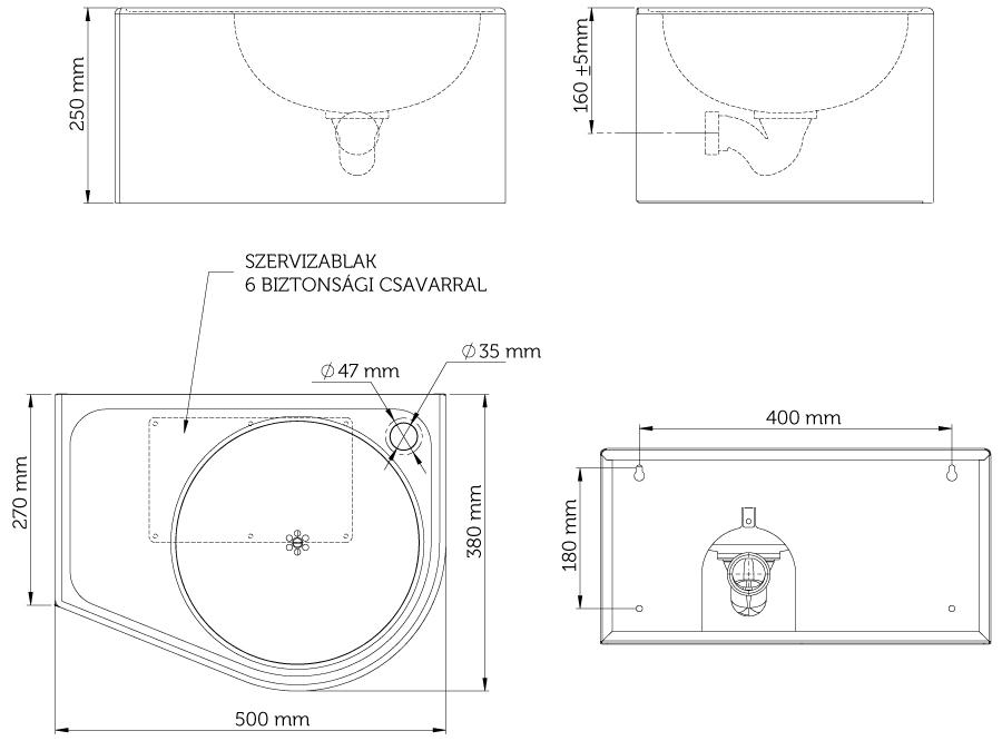 DELABIE DUO börtön mosdó műszaki rajz DELABIE DUO börtön mosdó műszaki rajz