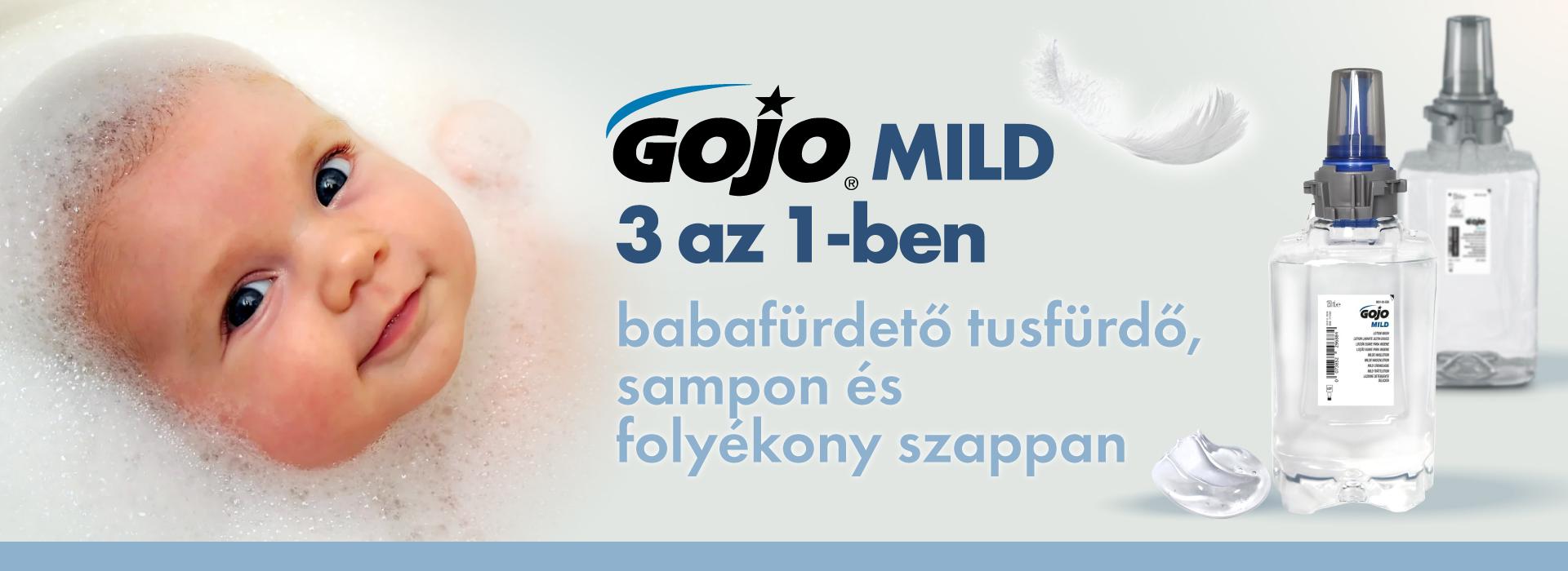 GOJO MILD 3 az 1-ben illatmentes, hipoallergén babafürető tudfürdő, sampon és folyékonyszappan GOJO MILD 3 az 1-ben illatmentes, hipoallergén babafürető tudfürdő, sampon és folyékonyszappan