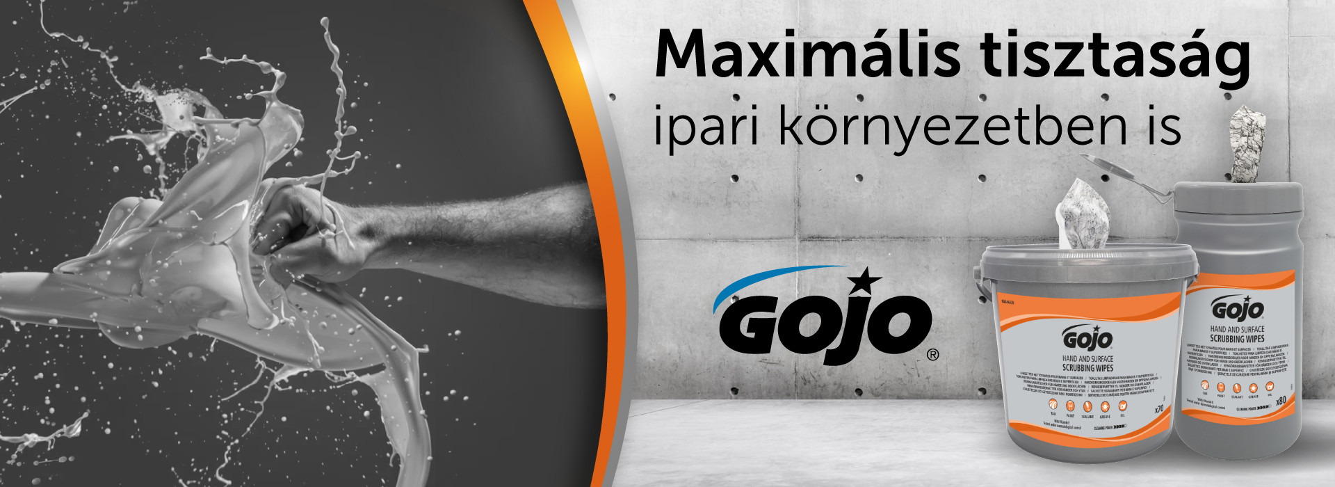 Gojo nedves ipari kéztörlő és felülettörlő kendővel a maximális tisztaságért ipari környezetben is Gojo nedves ipari kéztörlő és felülettörlő kendővel a maximális tisztaságért ipari környezetben is