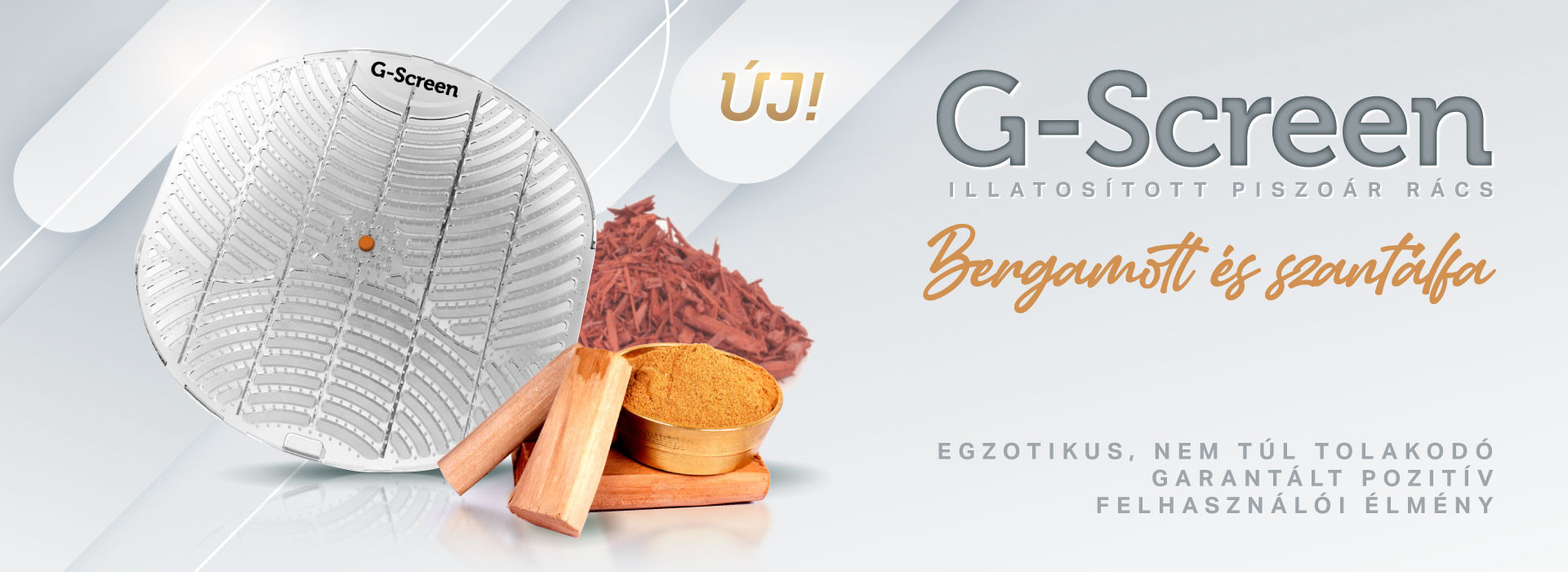 Új Bergamott és szantálfa illatú G-Screen piszoár rács Új Bergamott és szantálfa illatú G-Screen piszoár rács