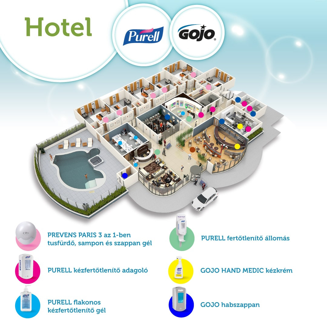 Hotelben történő kézmosás, kézfertőtlenítés