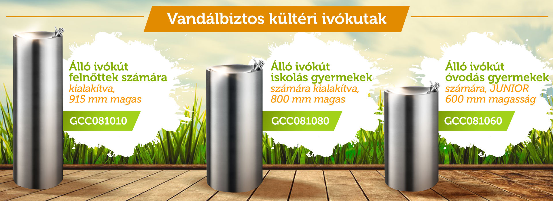 vandálbiztos kültéri álló ivókutak vandálbiztos álló ivókutak különböző méretekben