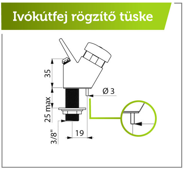 ivókútfej rögzítő tüske műszaki ábrája