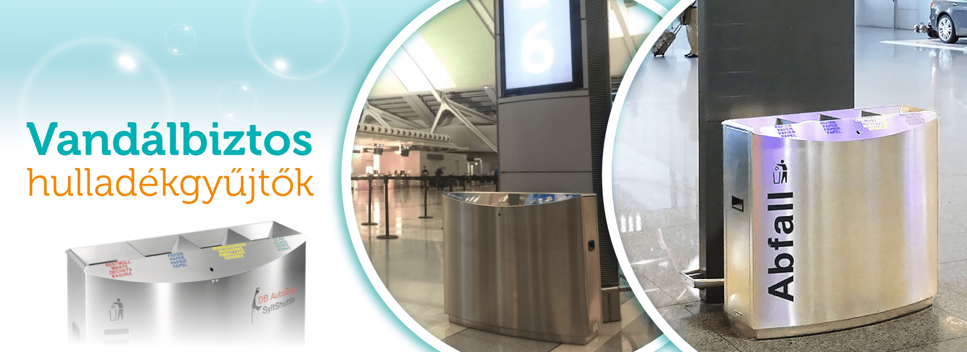 Vandálbiztos szelektív hulladékgyűjtő sziget