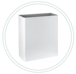 A lekerekített sarkokkal kialakított, falra szerelhető fedő nélküli hulladékgyűjtő, 23 liter űrtartalommal A lekerekített sarkokkal kialakított, falra szerelhető fedő nélküli hulladékgyűjtő, 23 liter űrtartalommal