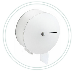 Nagytekercses WC-papír tartó kerek házzal, 190-230mm átmérővel Nagytekercses WC-papír tartó kerek házzal, 190-230mm átmérővel