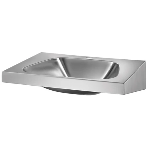 DELABIE TRAPEZ rozsdamentes fali mosdó szifontakaró és túlfolyó nyílás nélkül, 35 mm-es középső csapfurattal, r.m. acél, selyem, 1,2 mm falvastagság