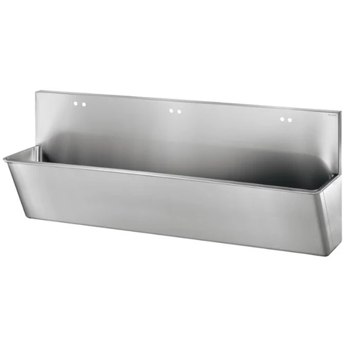 DELABIE sebészi bemosakodó vályú magas hátfallal, H-M vízre 3x2db 22mm csapfurattal, három állásos 2100mm, Hygiene+ dizájn, r.m. acél