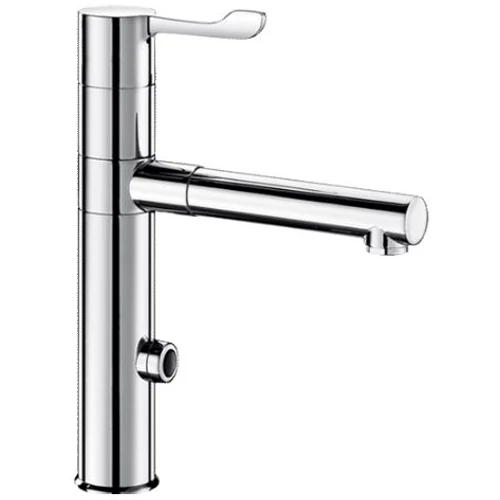 DELABIE álló infra mosdó csaptelep levehető rozsdamentes acél BIOCLIP kifolyóval, blokkolásgátlós, 160 mm magas lengő kifolyó, 24 óránkénti higiénés öblítés, 230V hálózati táplálás