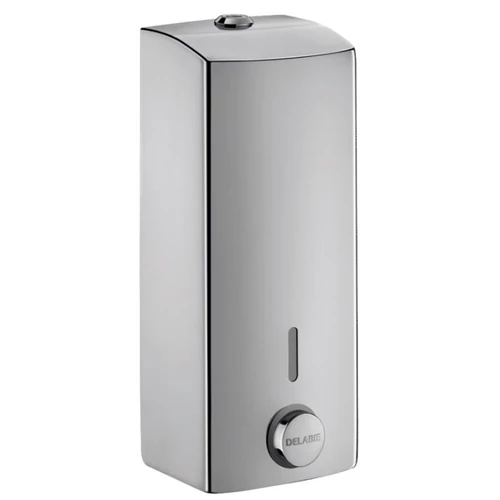 DELABIE nyomógombos szappanadagoló, lekerekített, SLIM dizájn, 1000ml műanyag tartály, 1mm r.m. acél lemez, selyem