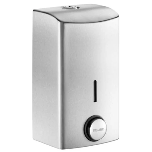 DELABIE nyomógombos szappanadagoló, lekerekített, SLIM dizájn, 500ml műanyag tartály, 1mm r.m. acél lemez, selyem
