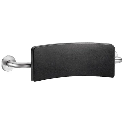 DELABIE Comfort háttámla zuhanyülőke és WC mögé, fekete PU támasz UltraSatin selyem r.m. acél vázon, 150mm