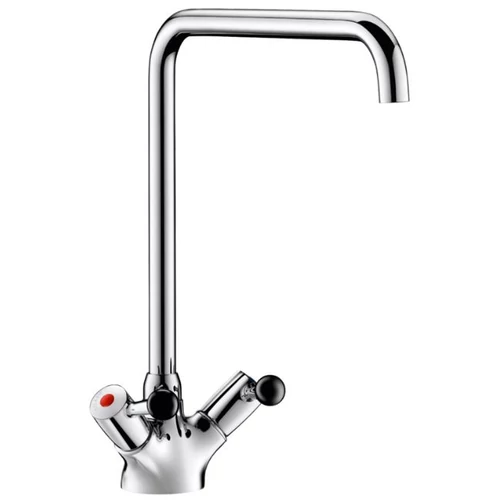 DELABIE nagy vízátfolyású mosogató csaptelep, 300 mm hosszú, 315 mm magas lengő kifolyóval, álló, 100 liter/perc