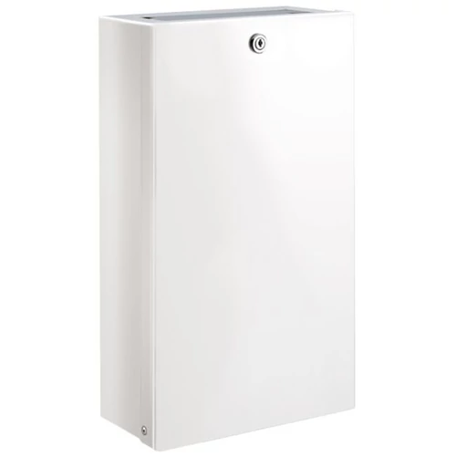 DELABIE vandálbiztos fali hulladékgyűjtő fedővel 16L, zárható, szemeteszsák rögzítés, 1mm acél fehér