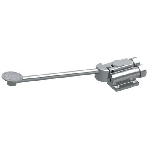 DELABIE MONOFOOT lábpedálos öblítőszelep, elengedéskor azonnal elzáró, felmosást megkönnyítő felemelhető karral, kevert vízre, hátsó vízbekötéssel, padlóra rögzíthető