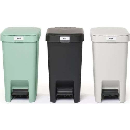 Brabantia StepUp szelektív hulladékgyűjtő szett, 3db pedálos szemetes, 10L - C méret, 91% újrahasznosított műanyag - SU10L-SET