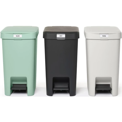 Brabantia StepUp szelektív hulladékgyűjtő szett, 3db pedálos szemetes, 16L - D méret, 91% újrahasznosított műanyag - SU16L-SET