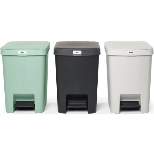 Brabantia StepUp szelektív hulladékgyűjtő szett, 3db pedálos szemetes, 25L - J méret, 91% újrahasznosított műanyag - SU25L-SET