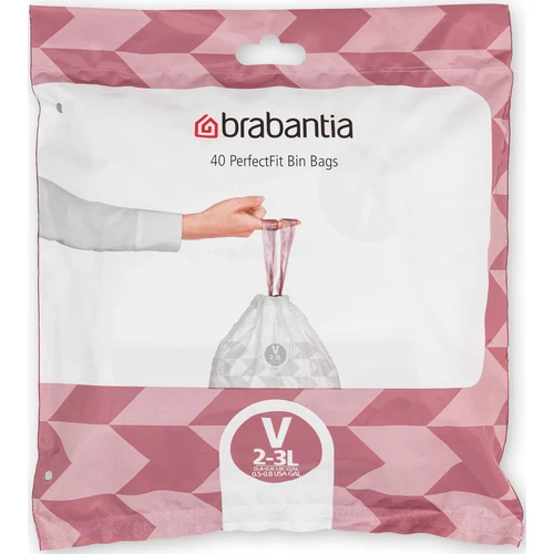 Brabantia PerfectFit szemeteszsák, V méret, 2-3L, visszazárható adagoló csomag, 40 zsák/csomag - 100253