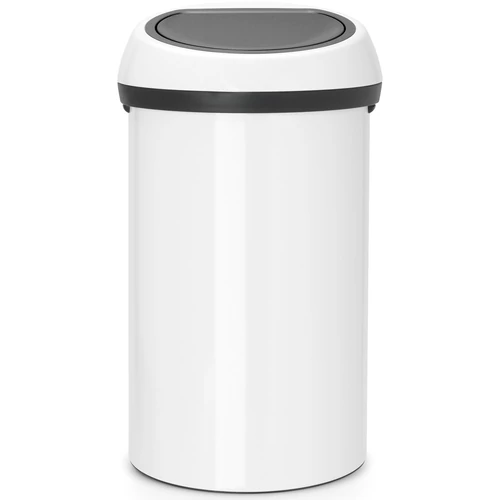 Brabantia Touch Bin nyomófedeles hulladékgyűjtő XXL, 60L - H méret, fehér acél test, fehér fedő - 108686