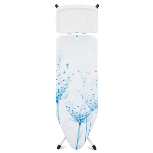 Brabantia Solid Steam Unit Holder vasalódeszka 1240x450mm - C méret, fix vasalótálca gőzállomásokhoz, D=22mm fehér váz, pamut virág huzat - 108884