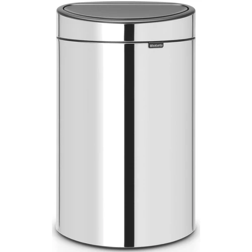 Brabantia Touch Bin New Soft-Touch nyomófedeles hulladékgyűjtő belső tartállyal, ovális, 40L - L méret, r.m. acél fényes - 112881