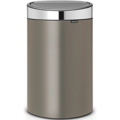Brabantia Touch Bin New Soft-Touch nyomófedeles hulladékgyűjtő belső tartállyal, ovális, 40L - L méret, acél, platinaszürke test, selyem fedő - 114885