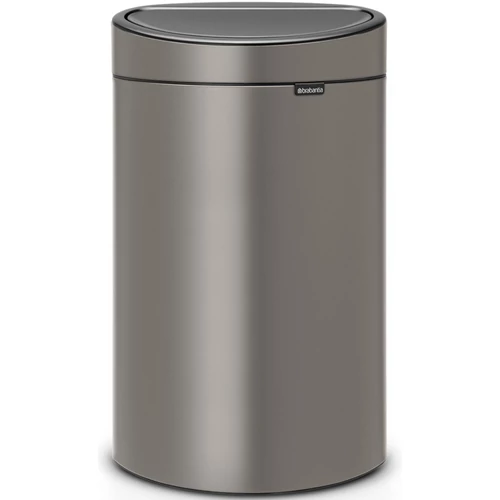 Brabantia Touch Bin New Soft-Touch nyomófedeles hulladékgyűjtő belső tartállyal, ovális, 40L - L méret, acél, platinaszürke - 114908
