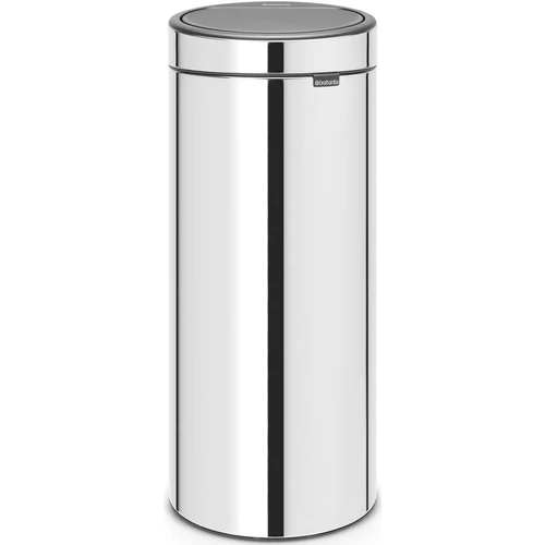 Brabantia Touch Bin New Soft-Touch nyomófedeles hulladékgyűjtő belső tartállyal, kerek, 30L - G méret, r.m. acél, fényes - 115325