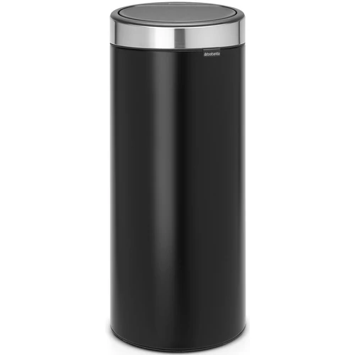 Brabantia Touch Bin New Soft-Touch nyomófedeles hulladékgyűjtő belső tartállyal, kerek, 30L - G méret, acél, matt fekete test, ujjlenyomatmentes fedő - 115448