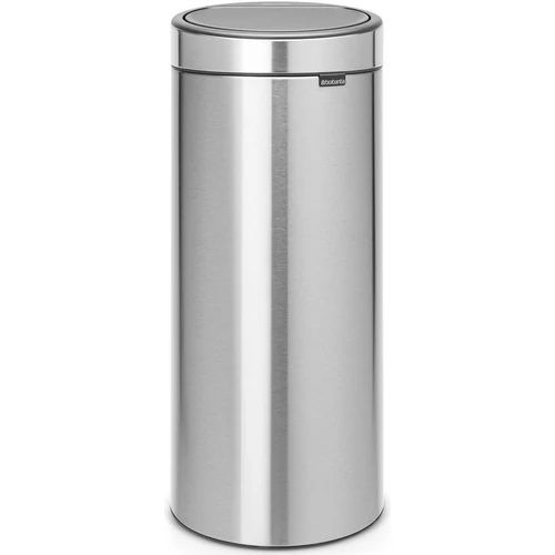 Brabantia Touch Bin New Soft-Touch nyomófedeles hulladékgyűjtő belső tartállyal, kerek, 30L - G méret, r.m. acél, selyem ujjlenyomatmentes - 115462