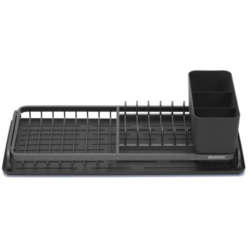 Brabantia SinkSide Compact Dish Drying Rack kompakt zárt peremű edényszárító állvány, evőeszköz tartóval, sötétszürke, 200x463 mm - 117268