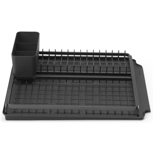 Brabantia SinkSide Dish Drying Rack lejtős csepptálcájú, önürítő edényszárító állvány, sötétszürke, 385x490 mm - 117404