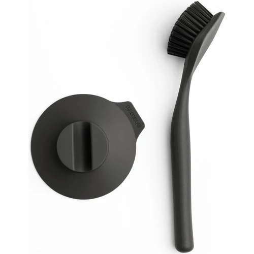 Brabantia SinkSide Dish Brush with Suction Cup Holder mosogatókefe tapadókorongos tartóval, beépített kaparóval, műanyag, sötétszürke - 117589