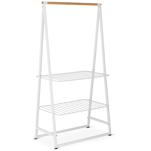 Brabantia Linn Clothes Rack Large ruhatartó állvány, 995x1900x570mm nagy méret, 2db állítható magasságú rácsos polc, bambusz rúd, acél váz, fehér - 118265