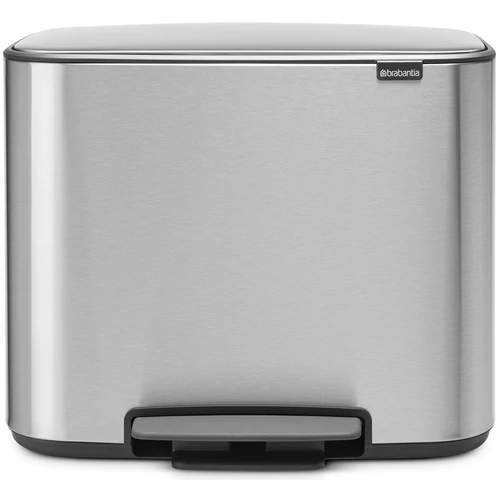 Brabantia Bo Pedal Bin pedálos szelektív hulladékgyűjtő szagmentesen záródó Soft-Close fedél, műanyag tartály, 11+23L - X+J méret, r.m. acél, selyem ujjlenyomatmentes - 121241
