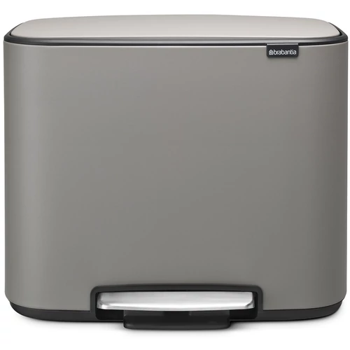 Brabantia Bo Pedal Bin pedálos hulladékgyűjtő szagmentesen záródó Soft-Close fedél, műanyag tartály, 36L - R méret, acél, betonszürke ásványi textúra - 121647