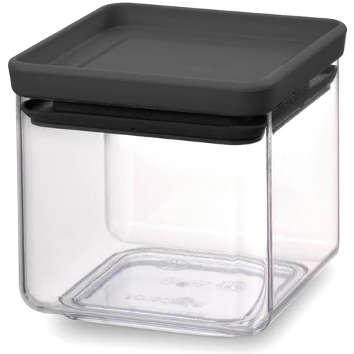 Brabantia tárolóedény 0,7L, egymásra rakható, légmentes záródás, szögletes, sötétszürke, átlátszó műanyag tartály - 122309