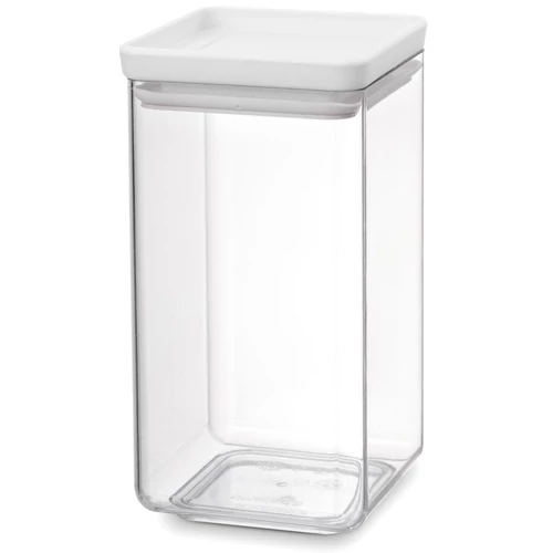 Brabantia tárolóedény 1,6L, egymásra rakható, légmentes záródás, szögletes, világosszürke, átlátszó műanyag tartály - 122484