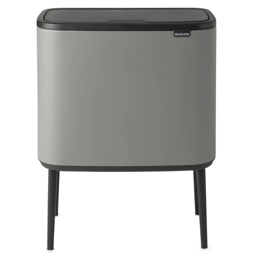 Brabantia Bo Touch Bin nyomófedeles hulladékgyűjtő, magasított, lábakon álló, műanyag tartály, 36L - R méret, acél, betonszürke ásványi textúra - 127205