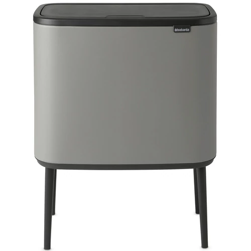 Brabantia Bo Touch Bin nyomófedeles szelektív hulladékgyűjtő, magasított, lábakon álló, műanyag tartály, 11+23L - X+J méret, acél, betonszürke ásványi textúra - 127243