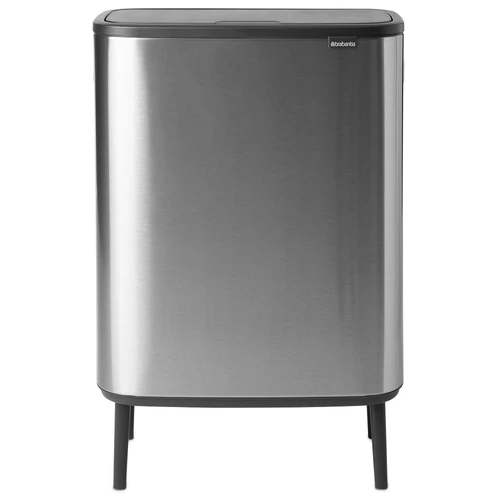 Brabantia Bo Touch Bin Hi hulladékgyűjtő Soft-Close fedéllel, magasított, lábakon álló, műanyag tartály, XXL, 60L - M méret, r.m. acél, selyem ujjlenyomatmentes - 130267