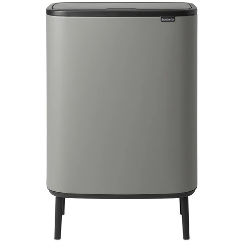 Brabantia Bo Touch Bin Hi hulladékgyűjtő Soft-Close fedéllel, magasított, lábakon álló, műanyag tartály, XXL, 60L - M méret, acél, betonszürke ásványi textúra - 130281