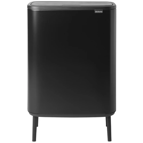 Brabantia Bo Touch Bin Hi szelektív hulladékgyűjtő Soft-Close fedéllel, magasított, lábakon álló, műanyag tartály, XXL, 2x30L - O méret, acél, matt fekete - 130625