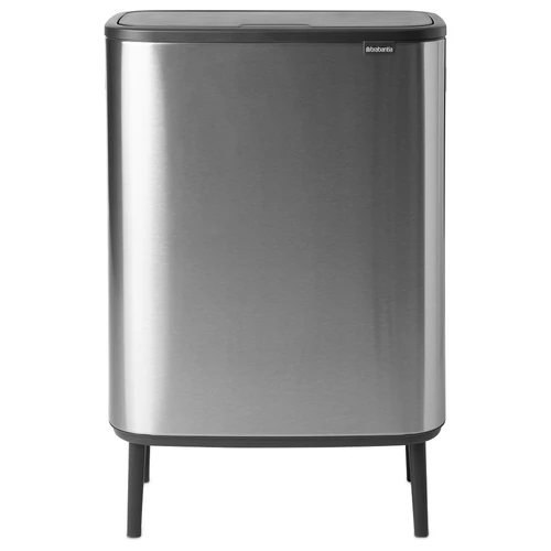 Brabantia Bo Touch Bin Hi szelektív hulladékgyűjtő Soft-Close fedéllel, magasított, lábakon álló, műanyag tartály, XXL, 2x30L - O méret, r.m. acél, selyem ujjlenyomatmentes - 130649