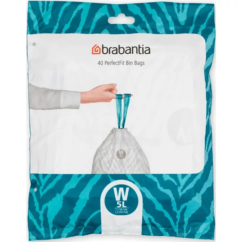 Brabantia PerfectFit szemeteszsák, W méret, 5L, visszazárható adagoló csomag, 40 zsák/csomag - 137846