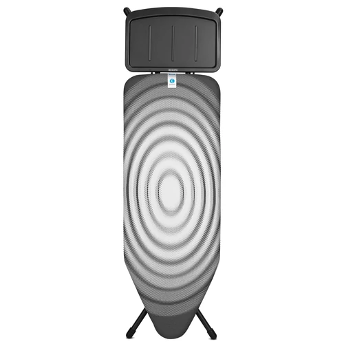 Brabantia Solid Steam Unit Holder vasalódeszka 1240x450mm - C méret, fix vasalótálca gőzállomásokhoz, D=22mm fekete váz, titán ovális huzat - 138980