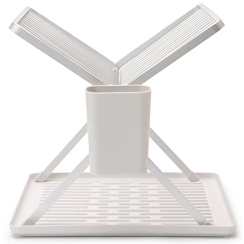 Brabantia SinkSide Foldable Dish Drying Rack összecsukható edényszárító, csepegtető tálca, kis méretű, evőeszköztartóval, világosszürke, 370x330 mm - 139383