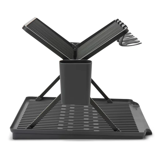 Brabantia SinkSide Foldable Dish Drying Rack összecsukható edényszárító állvány, nagy méretű, 2db evőeszköztartó, sötétszürke, 510x420 mm - 139482